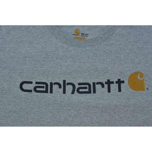 Carhartt Emea Mens T-Shirt Size 3XL Tall Original Fit Gray Core Logo Long Sleeve - Picture 3 of 12